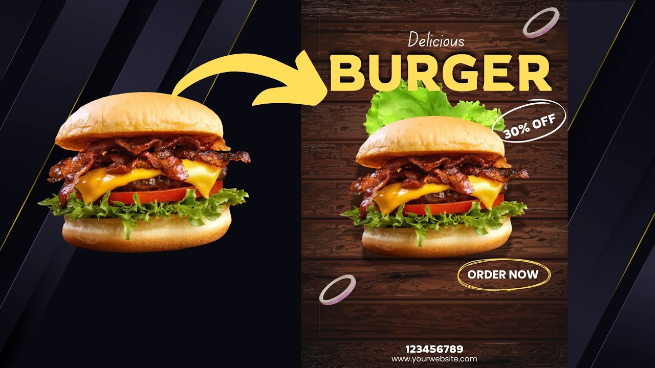 Canva Tutorial - Social Media Food Post Design | Burger Poster Design ...