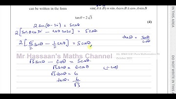 WMA13 IAL (Edexcel) P3 Oct 2021 Q4  Trigonometric Identities & Equations
