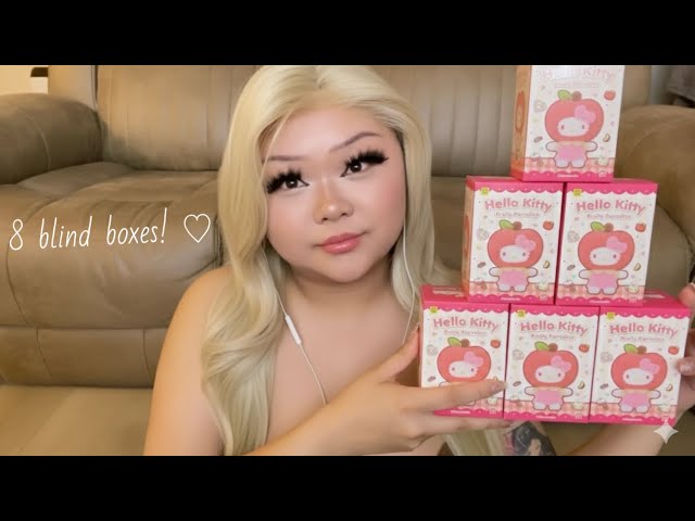 ASMR Opening A TON Of Hello Kitty Blind Boxes and crashing out 😍 (realistic)