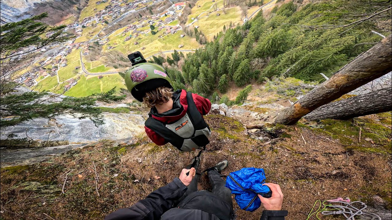 BRICK WALL 🧱 BASE Jump in Lauterbrunnen
