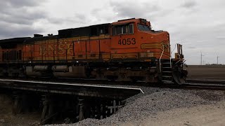👍💪4-Unit BNSF Intermodal Screaming West at 70MPH!! @@