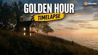 Creating a Peaceful Sunset Environment in Blender 3D Timelapse