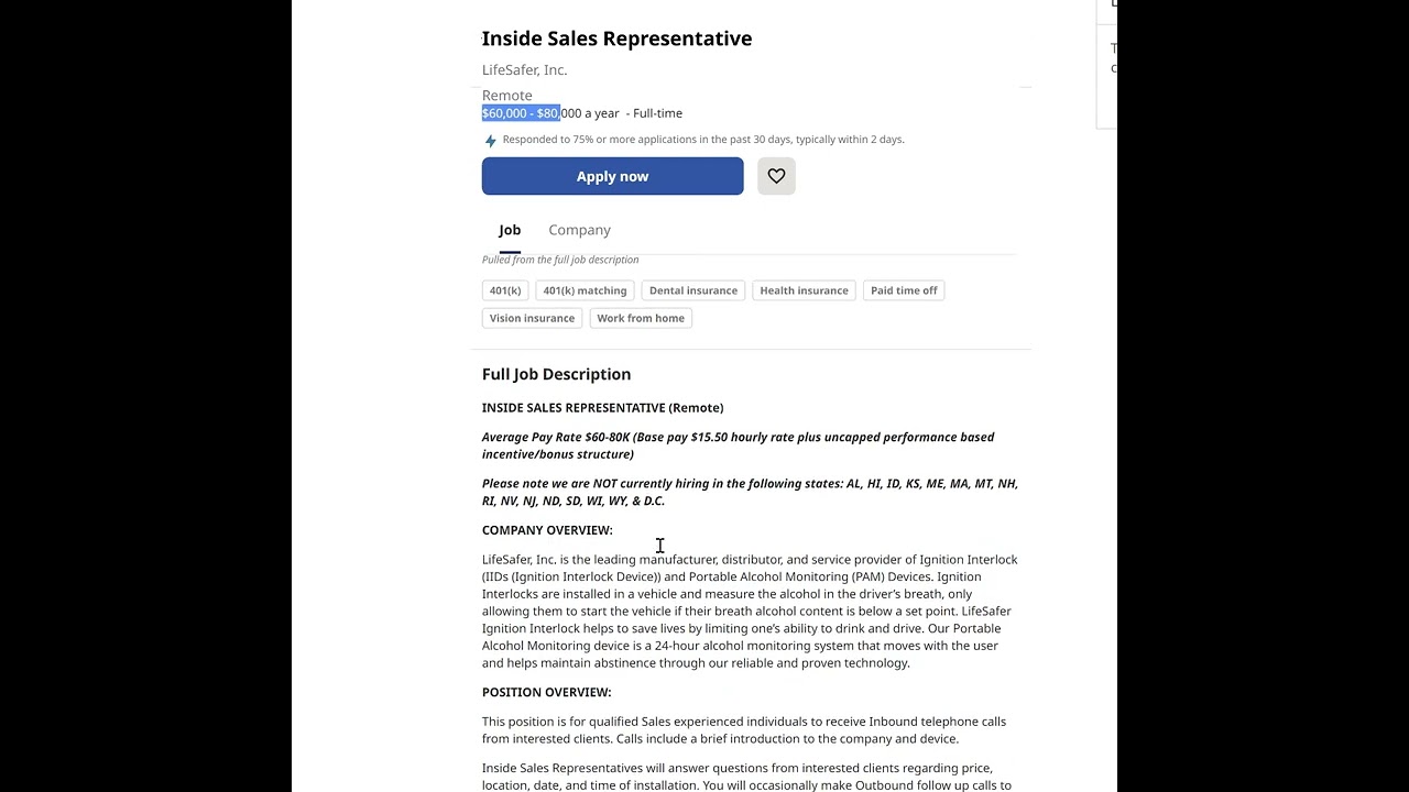 Hiring now Phone Sales Job WFH LifeSafer Ignition Interlock Device 