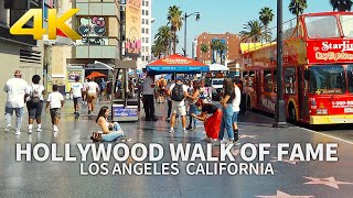 LOS ANGELES - Walking Hollywood Walk of Fame, Hollywood Blvd, California, USA, Travel, 4K UHD