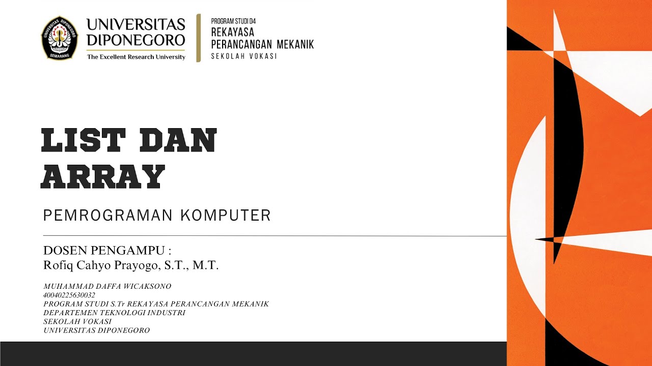 LIST dan ARRAY - Pemrograman Komputer - YouTube