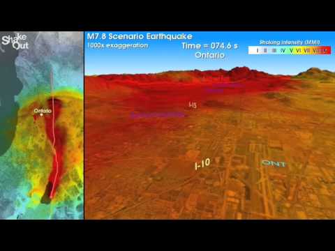 California Shake Out Simulation from Ontario, CA - Only a few miles from San Dimas, CA Estimated ground movement would be 3ft at a speed of 2 feet per second.