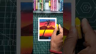 Sunset Beach Oil Pastel Drawing 🌴 Easy Step-by-Step Tutorial for Beginners #drawing