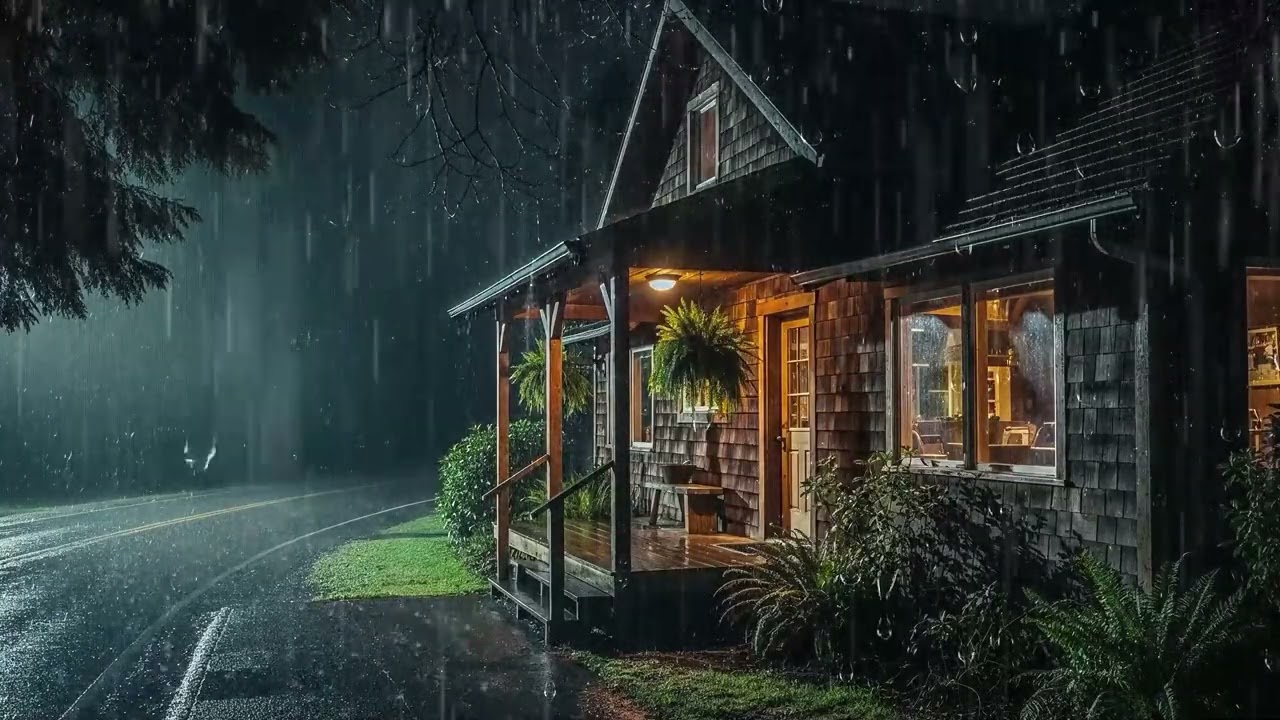 Powerful Heavy Rain at Night - Heavy Rainstorm at Night for Deep Sleep & Calm