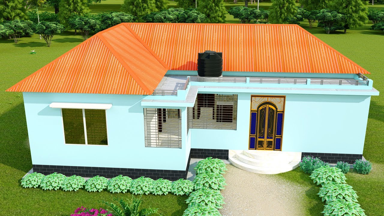 Проект дома с тремя спальнями и жестяной крышей. Проект и план дома с тремя спальнями и жестяной ...