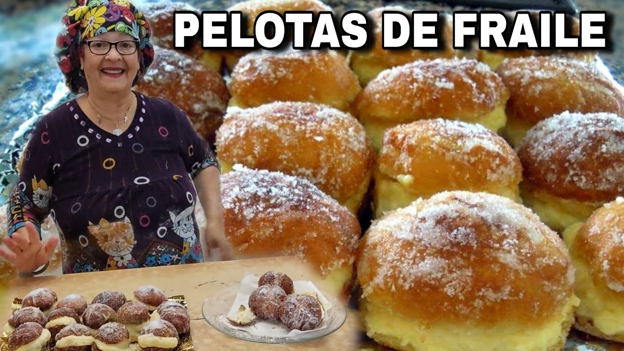 PELOTAS DE FRAILE CON CREMA DE CARTAGENA. Deliciosas. María la pastelera - Recetas paso a paso.