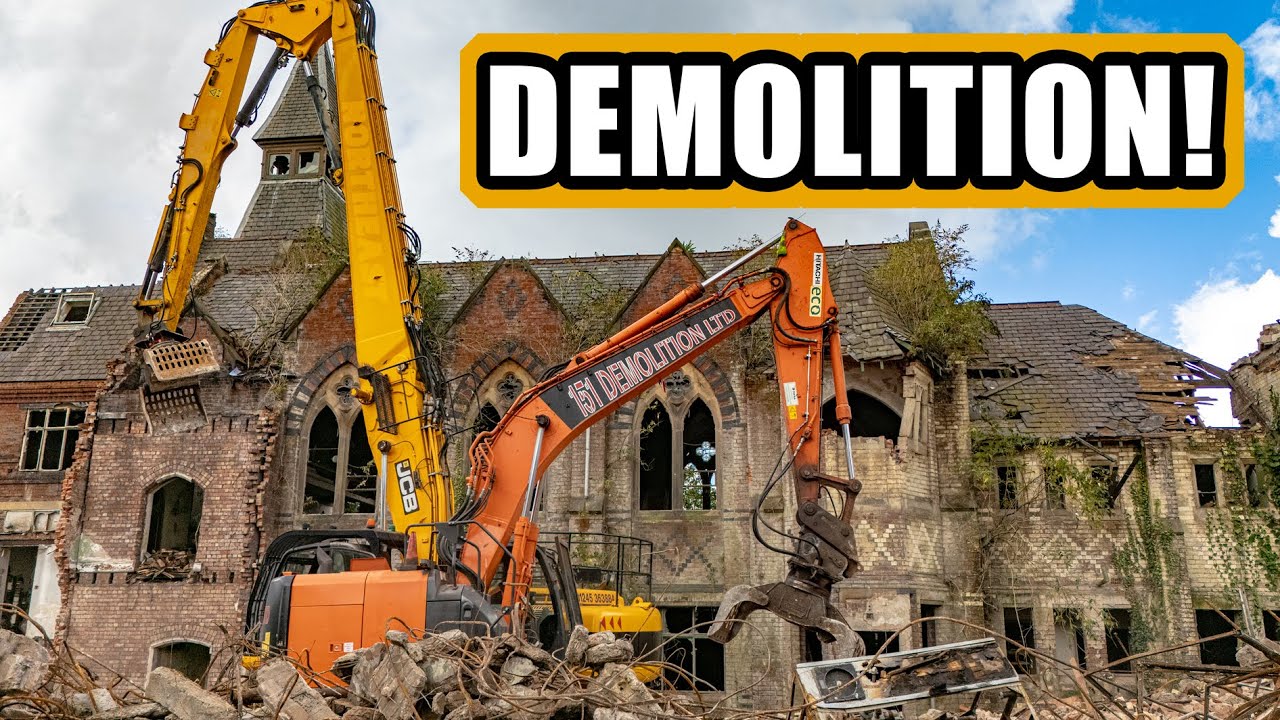 JCB & Hitachi Excavators at work to DEMOLISH what's left of the former St Joseph's Orphanage PRESTON