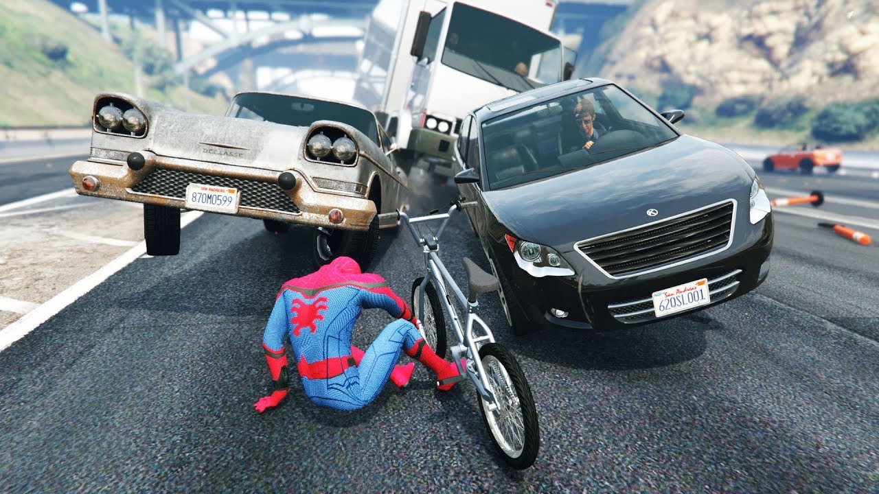 GTA 5 Crazy Ragdolls Jumping Cars | SPIDERMAN Jumps/Fails (Euphoria physics | Funny Moments) - YouTube