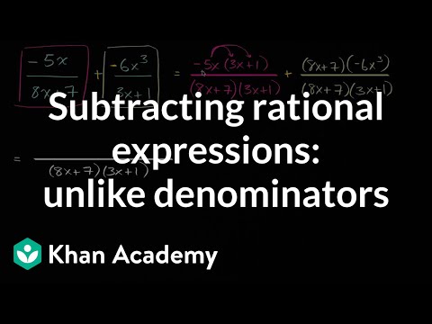 Subtracting rational expressions: unlike denominators | High School Math | Khan Academy