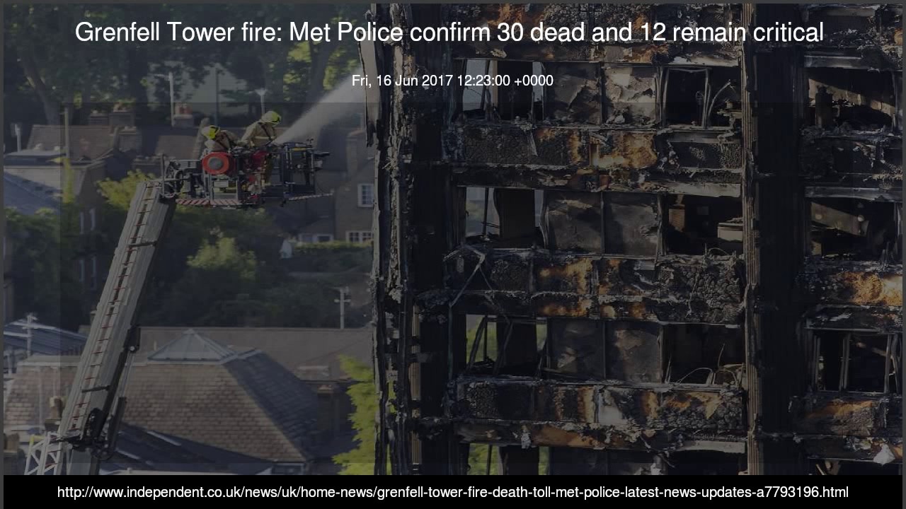 Grenfell Tower fire Met Police confirm 30 dead and 12 remain critical