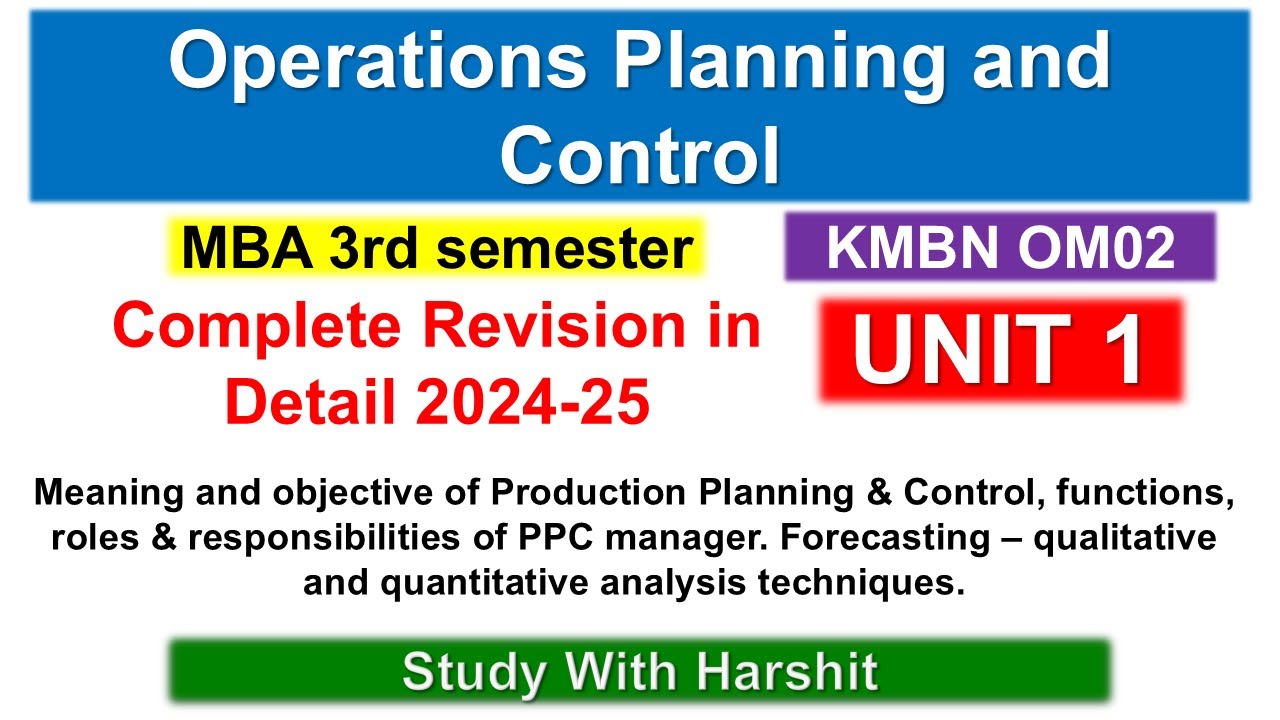 Unit 1 Operations Planning and Control Explained | AKTU MBA KMBN OM02 Semester 3 ( 2024 - 25 )