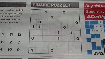 Thursday. Bonus Extra edition (#2092) Binary01 Sudoku puzzle. 12-31-2020 Extra part 3 of 4