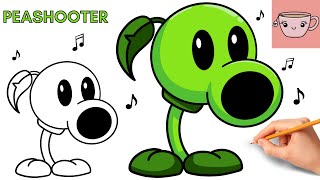 How To Draw Peashooter | Friday Night Funkin Mod FNF | Plants vs Zombies | Step By Step Tutorial screenshot 4