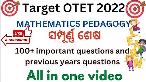 Target OTET 2022|Complete Mathematics pedagogy|100+ questions and previous years questions#OTET 2022