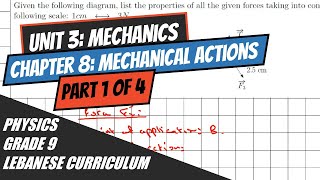 Physics, Grade 9- Mechanics: Chapter 8, Mechanical Actions: Part 1.