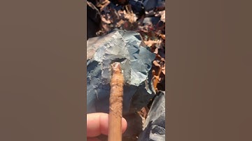 Normanskill chert fluted point (clovis) flint knapped from damaged creek rock