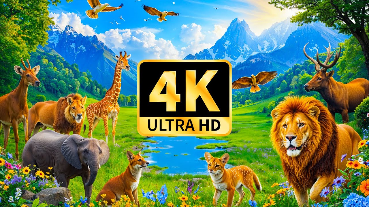 Wild Forest Animals 4K 🌿Explore the Beautiful Animal Adventure with Soothing Relaxing Music