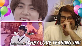 Ahh the teasing! - BTS refuses to leave Jin alone in peace | Reaction