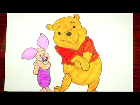 How To Draw Winnie The Pooh + Piglet | Kids Coloring Video - YouTube
