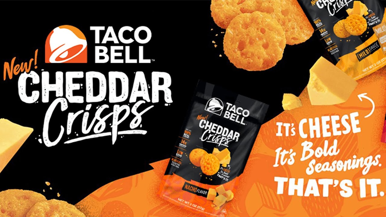 Taco Bell Cheddar Crisps Real Cheddar Cheese & Mild Hot Sauce Snack
