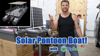 Solar Electric Pontoon Boat with Big Battery Raptor2 Batteries!