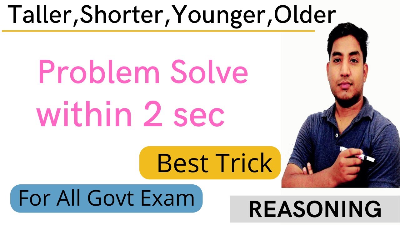 Taller, shorter, younger, older question I Short trick I Reasoning  I For all govt exam.