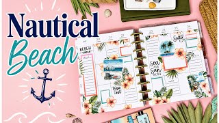 PLAN WITH ME | NAUTICAL BEACH SPREAD | HAPPY PLANNER
