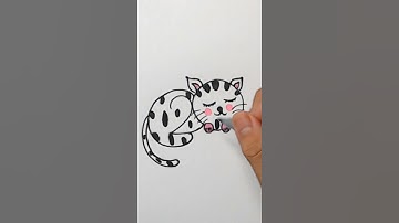 How to draw a cat cute cách vẽ con mèo cùng 3 cha con #shorts