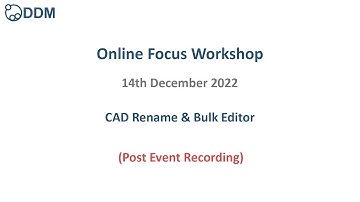 DDM Focus Workshop - CAD Rename & Bulk Editor