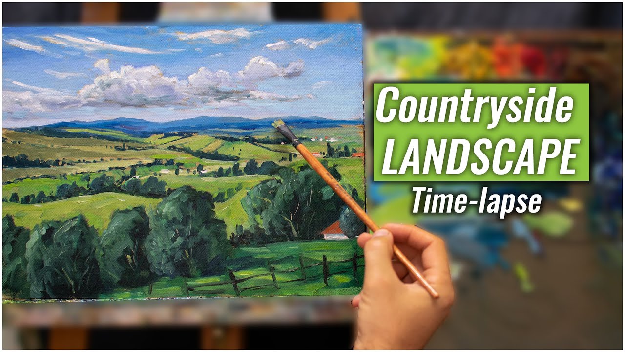 Oil Painting Tutorial | Country Landscape | Time Lapse
