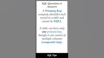 What is a Primary Key? | SQL #sqlshorts #sqlinterviewquestions