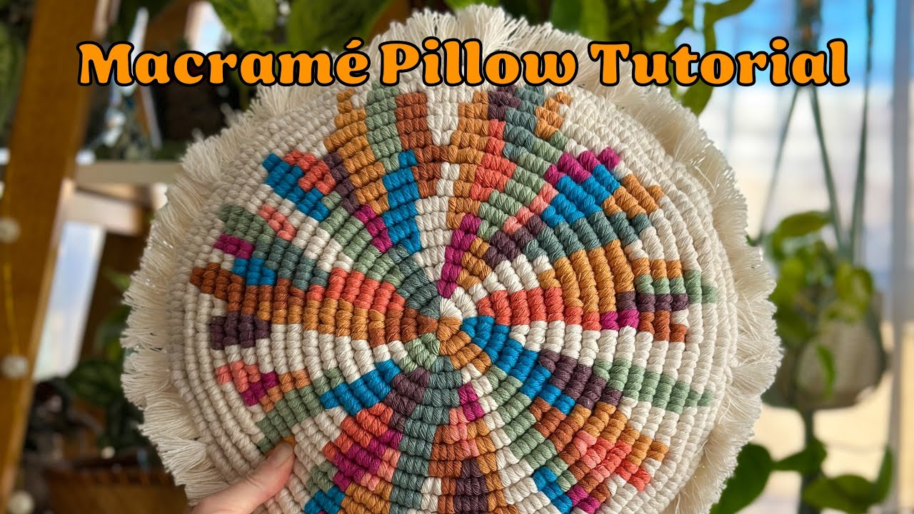 Scrap macrame cord project idea! Turn those left over pieces of rope into a cute groovy pillow.