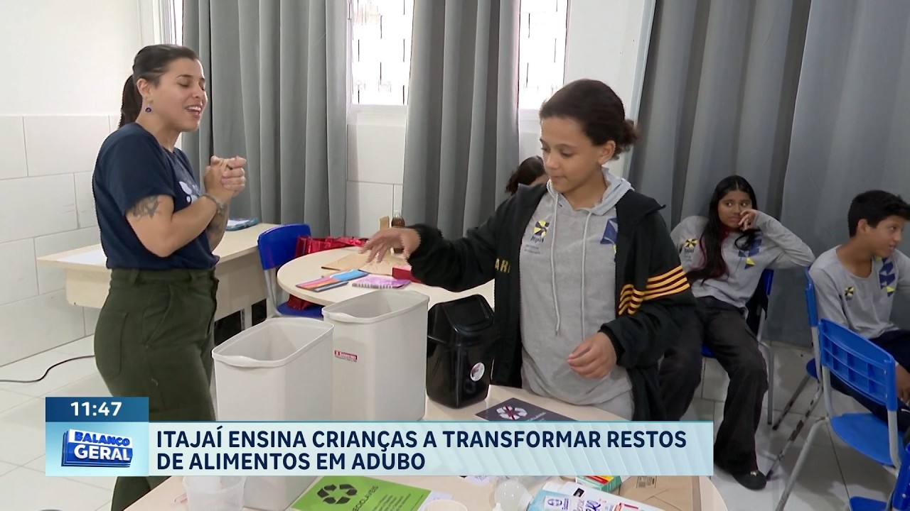 Itajaí ensina crianças a transformar restos de alimentos em adubo