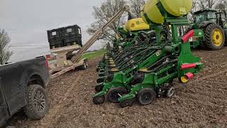 JOHN DEERE planters planting corn and soybeans