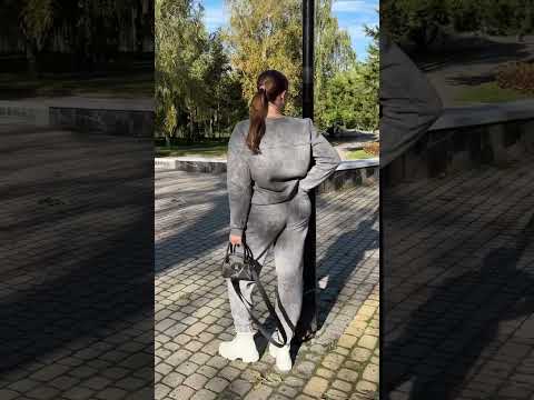 Костюм-двійка жіночий спортивний трикотажний теплий, світшот, штани-джогери, батал, плюс сайз, Сірий, 48/50, видео 1