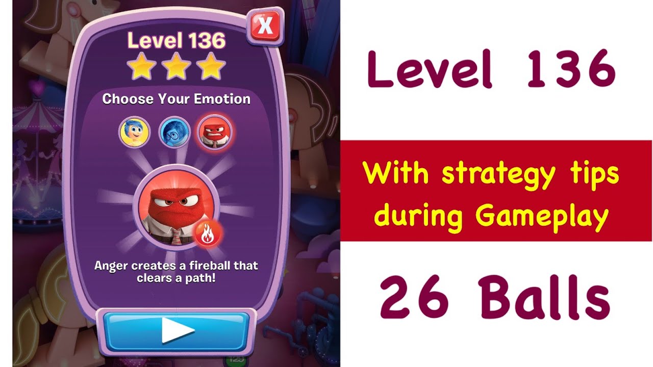 Inside Out Thought Bubbles Level 136 Tip and Strategy Walkthrough NEW 26 Balls