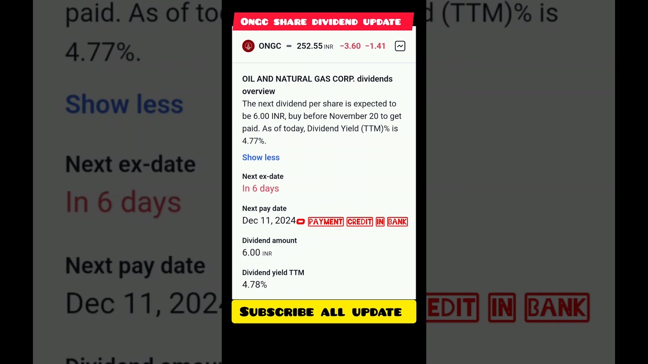 Ongc share dividend payment update November 24 