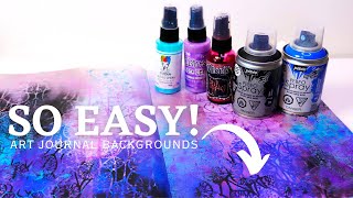 Fun and Fast Art Journal Backgrounds using Spray Paints & Inks