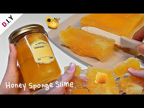 【ASMR】벌집 스펀지 슬라임 만드는법? + 자르는 소리? | Honey Sponge slime asmr  ハニースポンジスライム