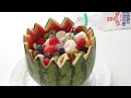 スイカ丸ごと白玉フルーツポンチ＆そのまんまスイカバーのレシピ[ほぼフルバージョン] Watermelon shiratama fruit punch