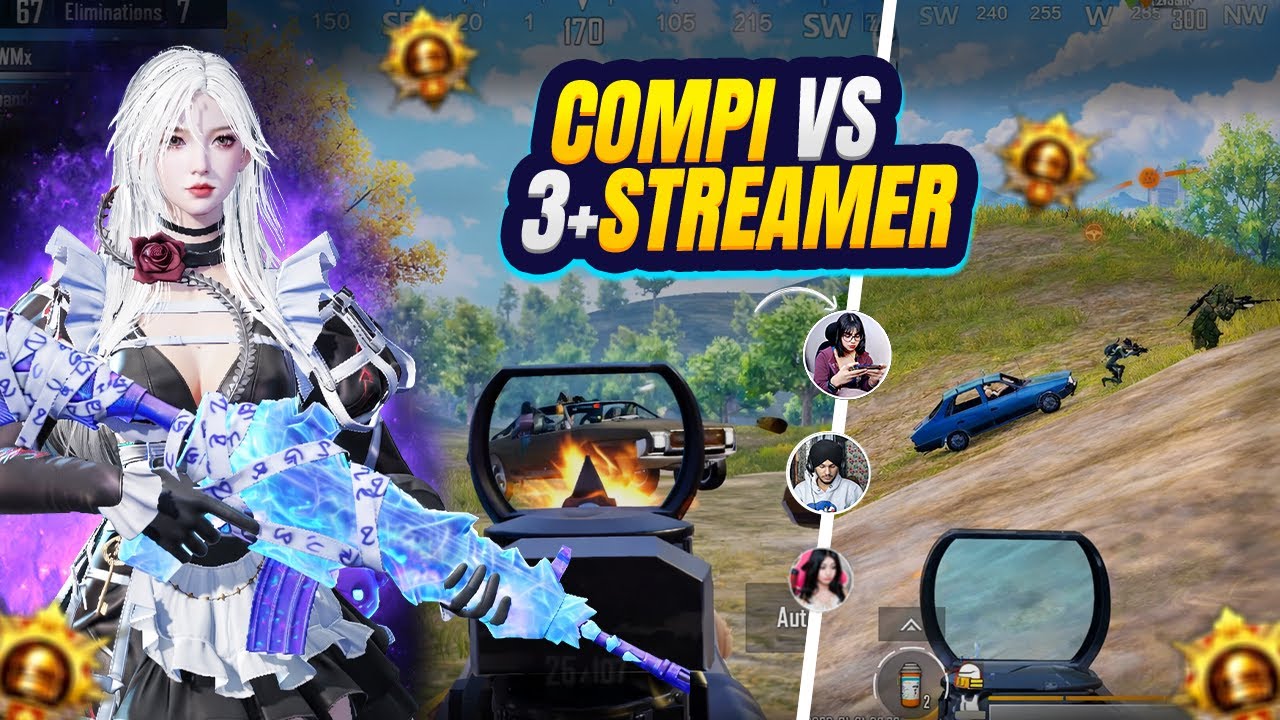 COMPI vs 3+STREAMERS! 🔥BGMI 1v4 Clutch vs Streamers | Intense Gameplay