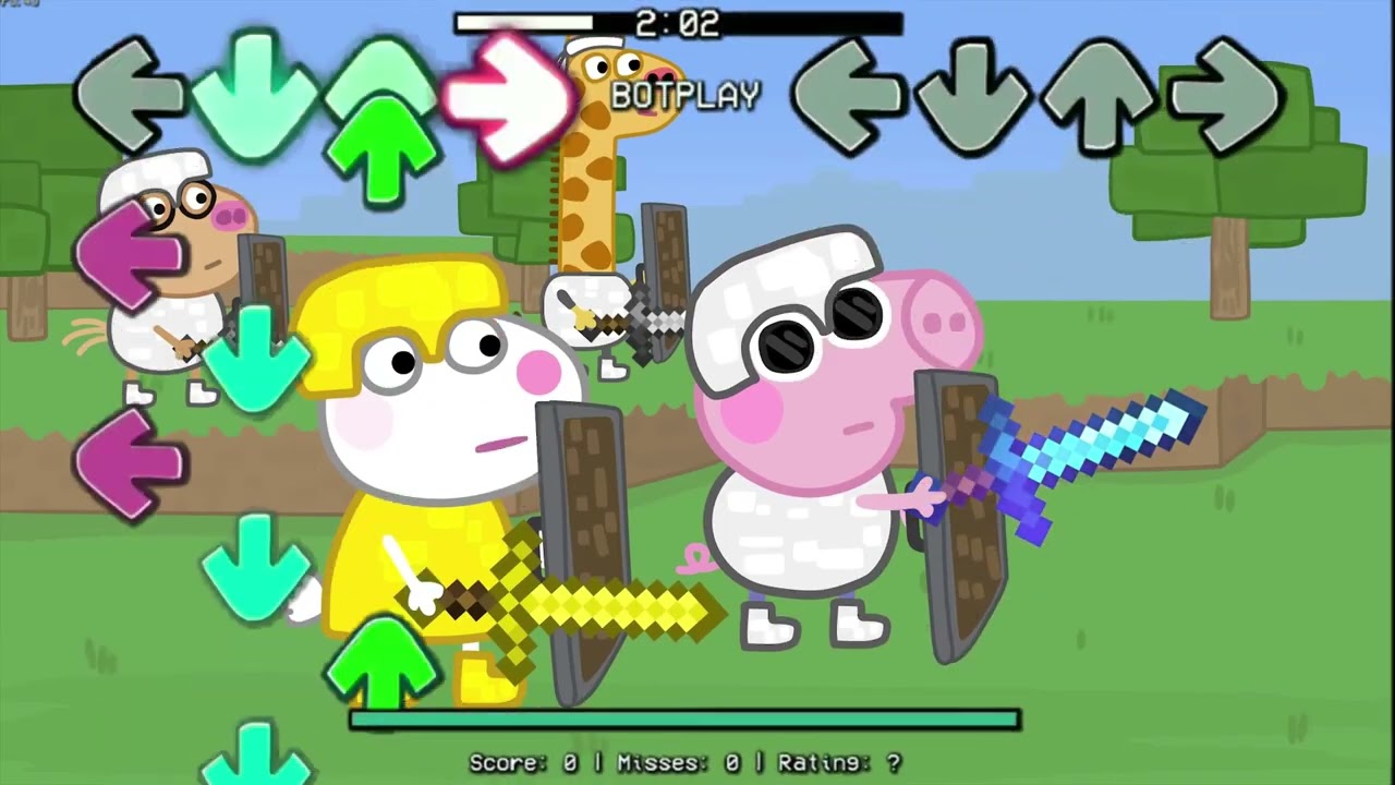 Peppa pig & friends got into minecraft & fight map characters & Friday Night Funkin song Animation