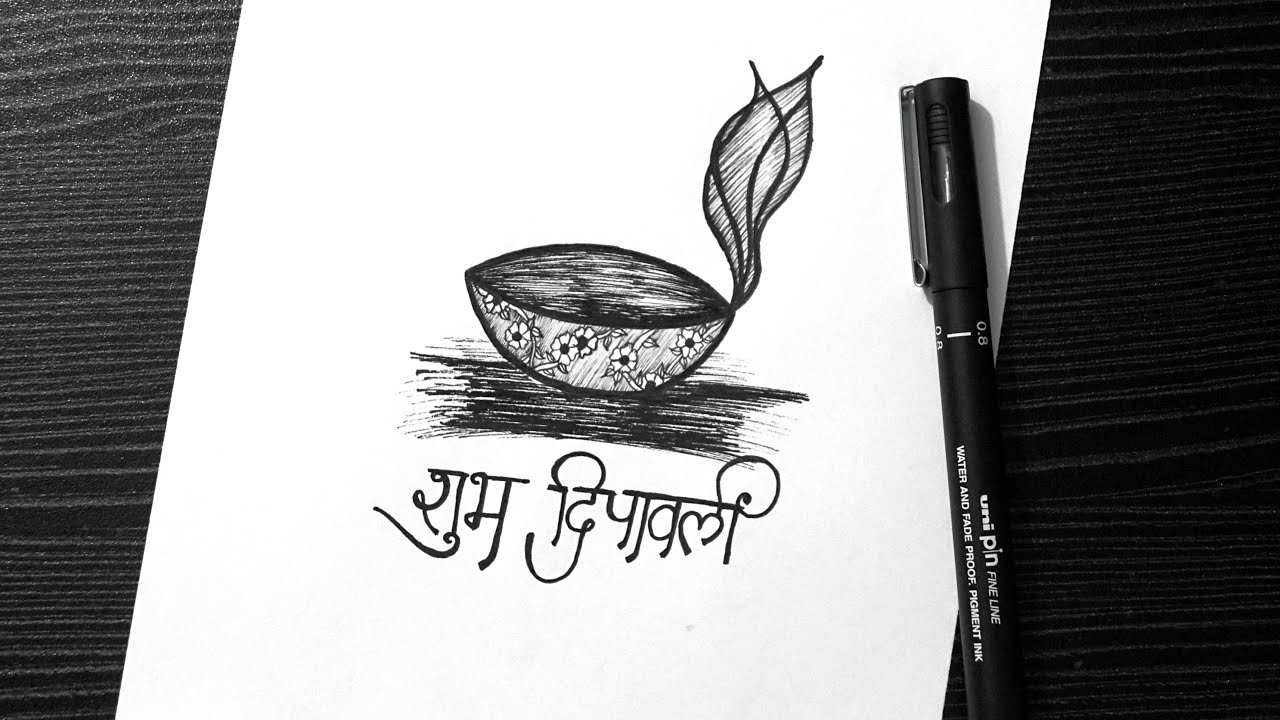 Easy Diwali Drawing With Pens How To Make Diya Diya Doodle Art Diwali Drawing Easy Youtube Doodle Art Doodle Art For Beginners Easy Drawings