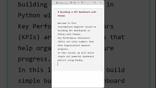 01 Introduction to Building a KPI Dashboard with Pandas