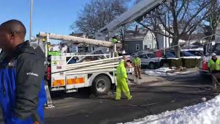 This garbage truck crash into a utility pole blacked out Milford Police Department, briefly