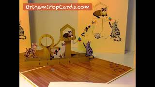 Wooden Cat Tree Purrfect Birthday Card for Crazy Cat Lovers Shop Online https://origamipopcards.com/